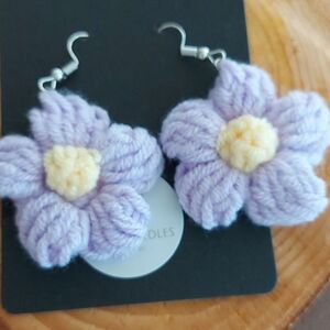 Boho crochet flower earrings